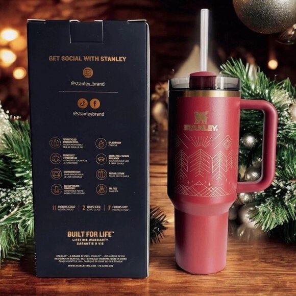 New in Box Winterscape Quencher H2.0 FlowState™ Tumbler | 40 OZ Cranberry Red - Picture 2 of 2